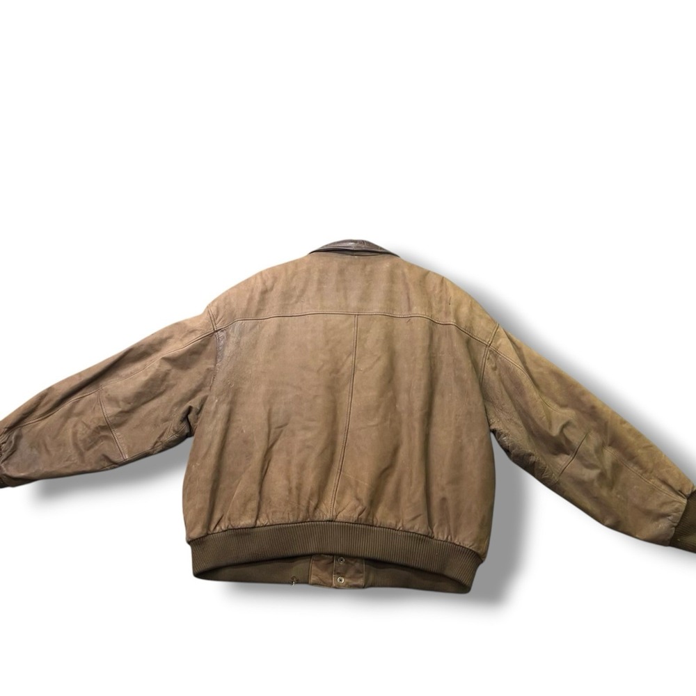 Vintage Wilsons Adventure Bound Distressed Brown Leather Bomber Jacket Men's S - Picture 6 of 13
